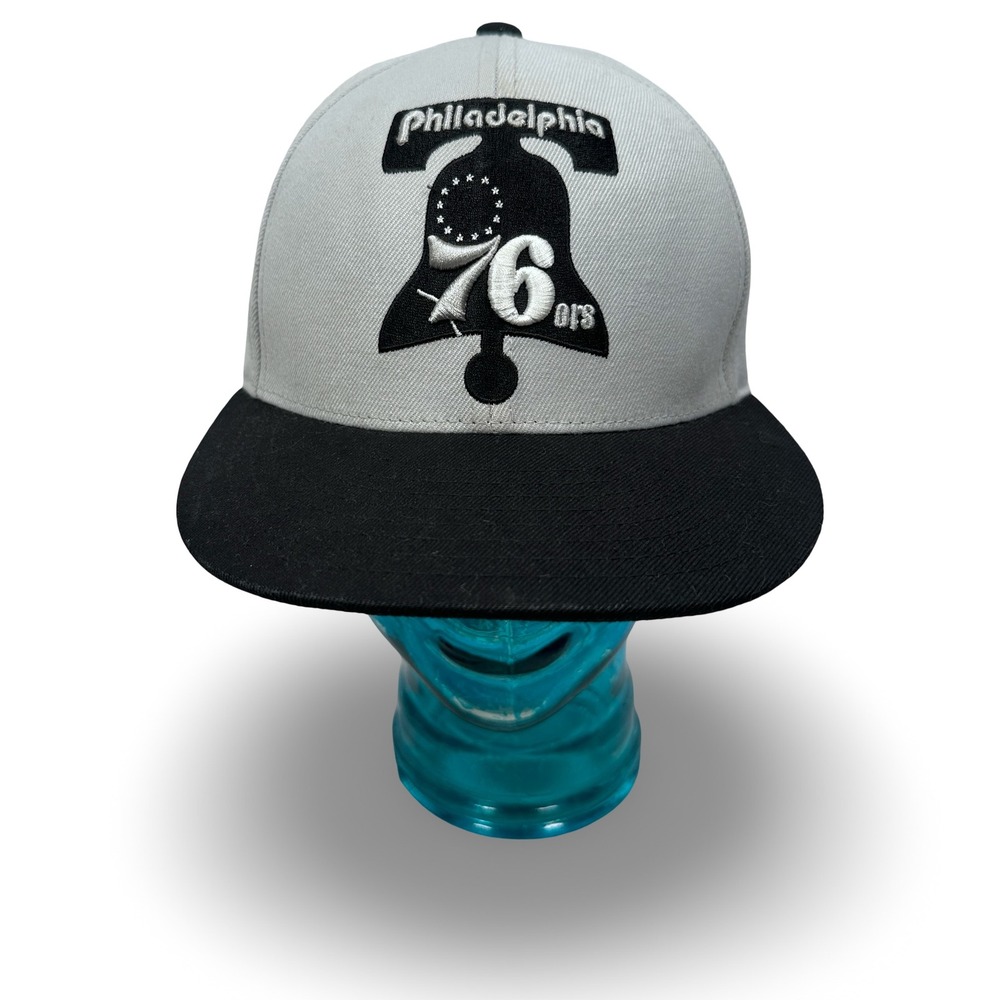 Mitchell & Ness Philadelphia 76ers Fitted Hat 7 1/2 Gray Black Liberty Bell NBA